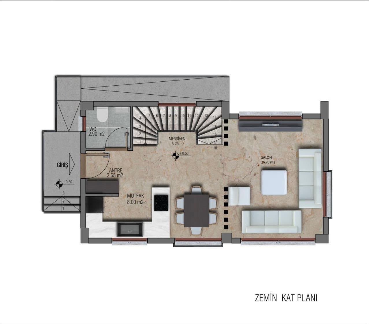 Serik/Boğazkent'te Denize 3 dk Sıfır Lüks Villa
